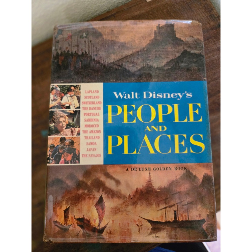 Vintage 1959 Walt Disney's People and Places Deluxe Golden Book Hardcover